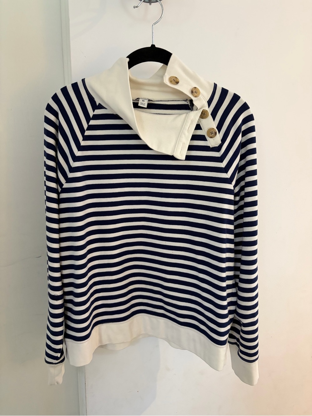 J. Crew Navy & White Striped Sailor Collar Pullover (M)